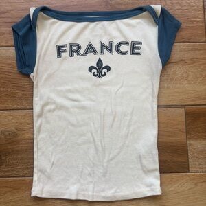 BDG Cream and Blue France Baby Tee